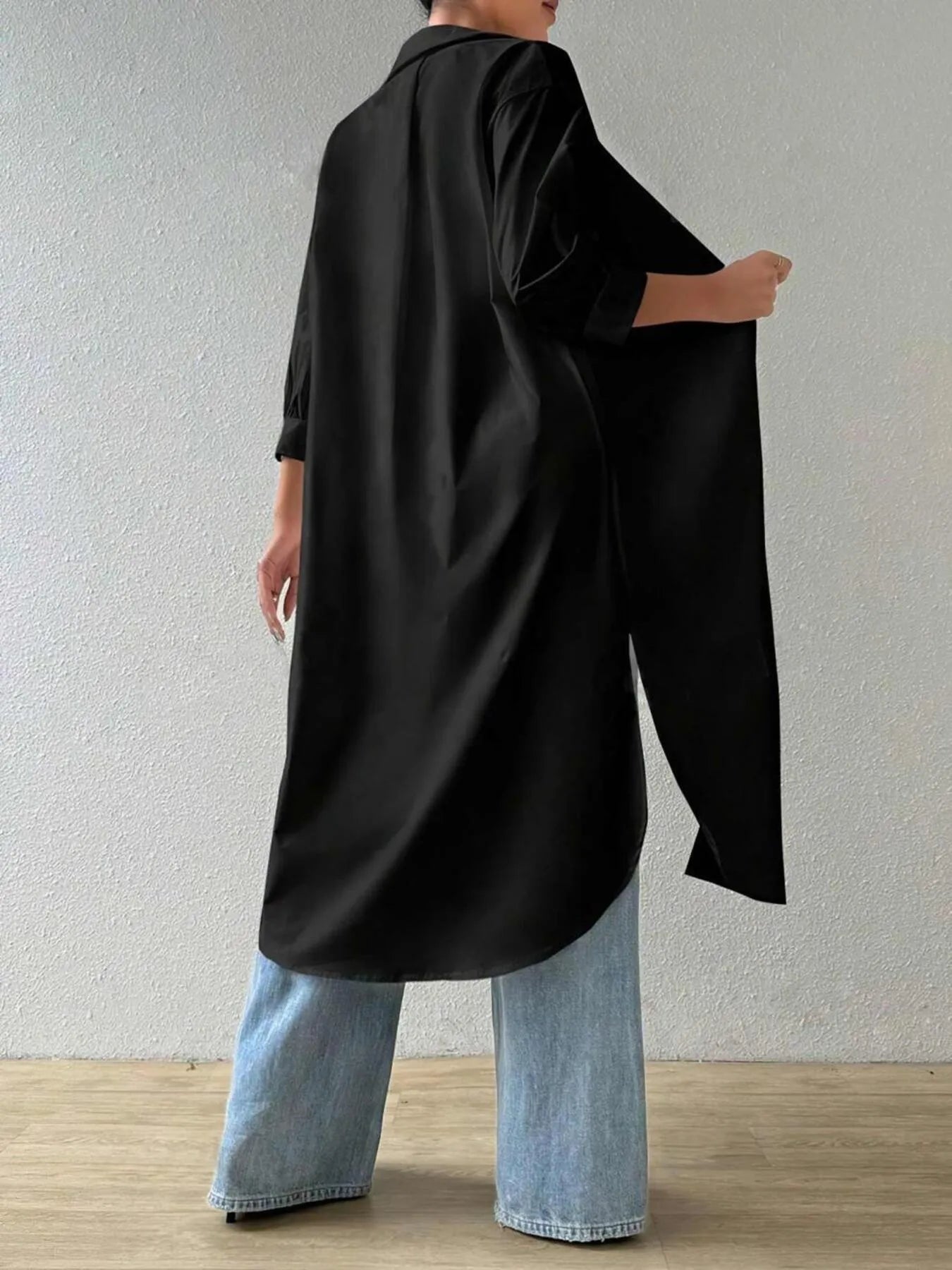 Fashorio Button-Up Long Sleeve Longline Shirt