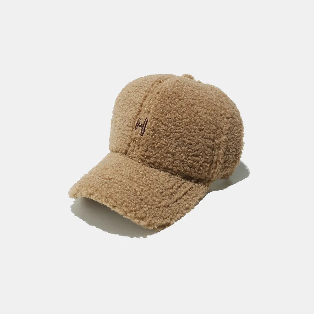 Fashorio Camel / One Size Sherpa Letter H Embroidered Cap