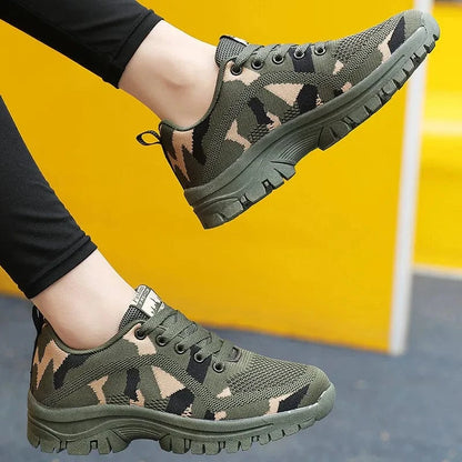 Camouflage Lace Up Mesh Breathable Athletic - Fashorio