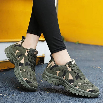 Camouflage Lace Up Mesh Breathable Athletic - Fashorio
