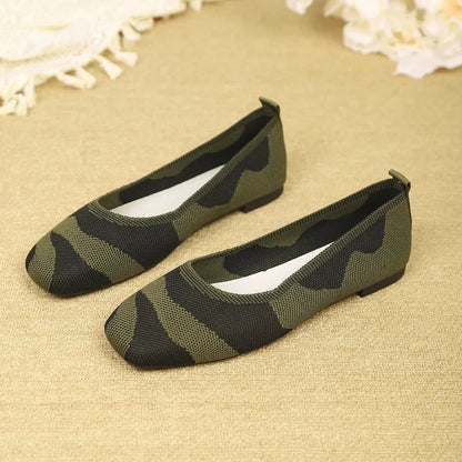 Camouflage Mesh Knit Flat Loafers - Fashorio