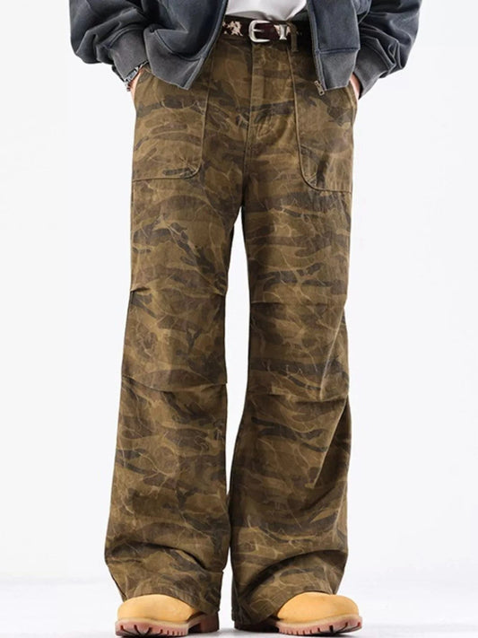Men's Vintage Camouflage Wide-Leg Jeans Camouflage - Fashorio