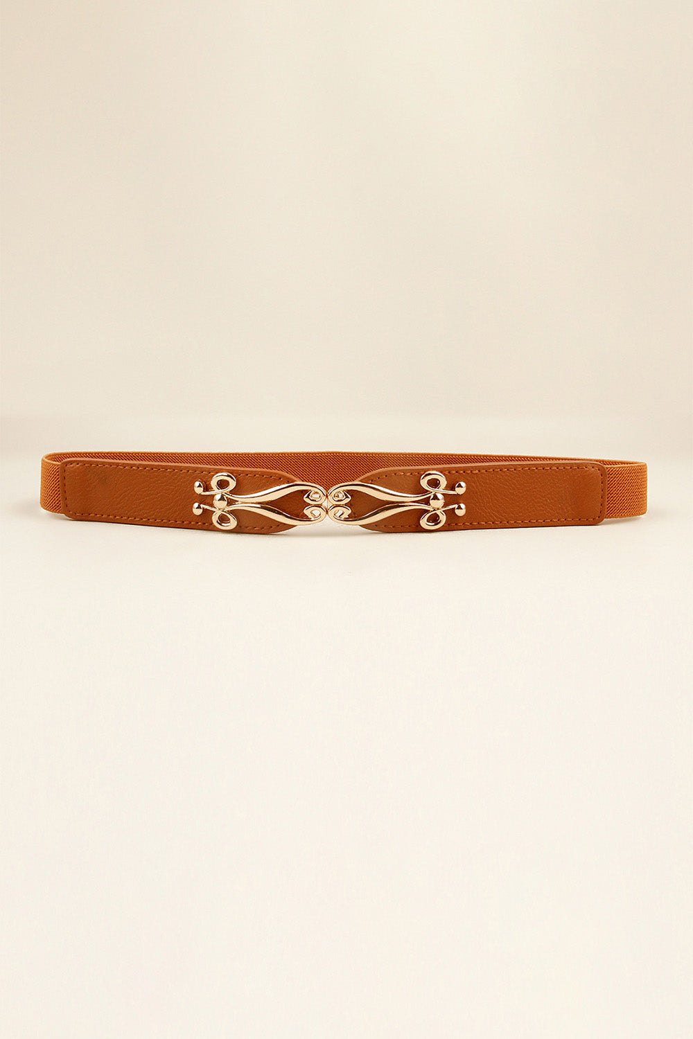 Fashorio Caramel / One Size Alloy Buckle Elastic Belt