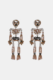 Fashorio Caramel / One Size Skeleton Shape Glass Stone Dangle Earrings