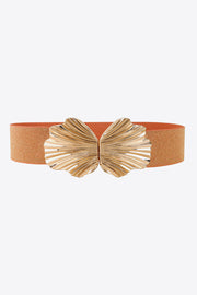 Fashorio Caramel / One Size Zinc Alloy Buckle Elastic Belt
