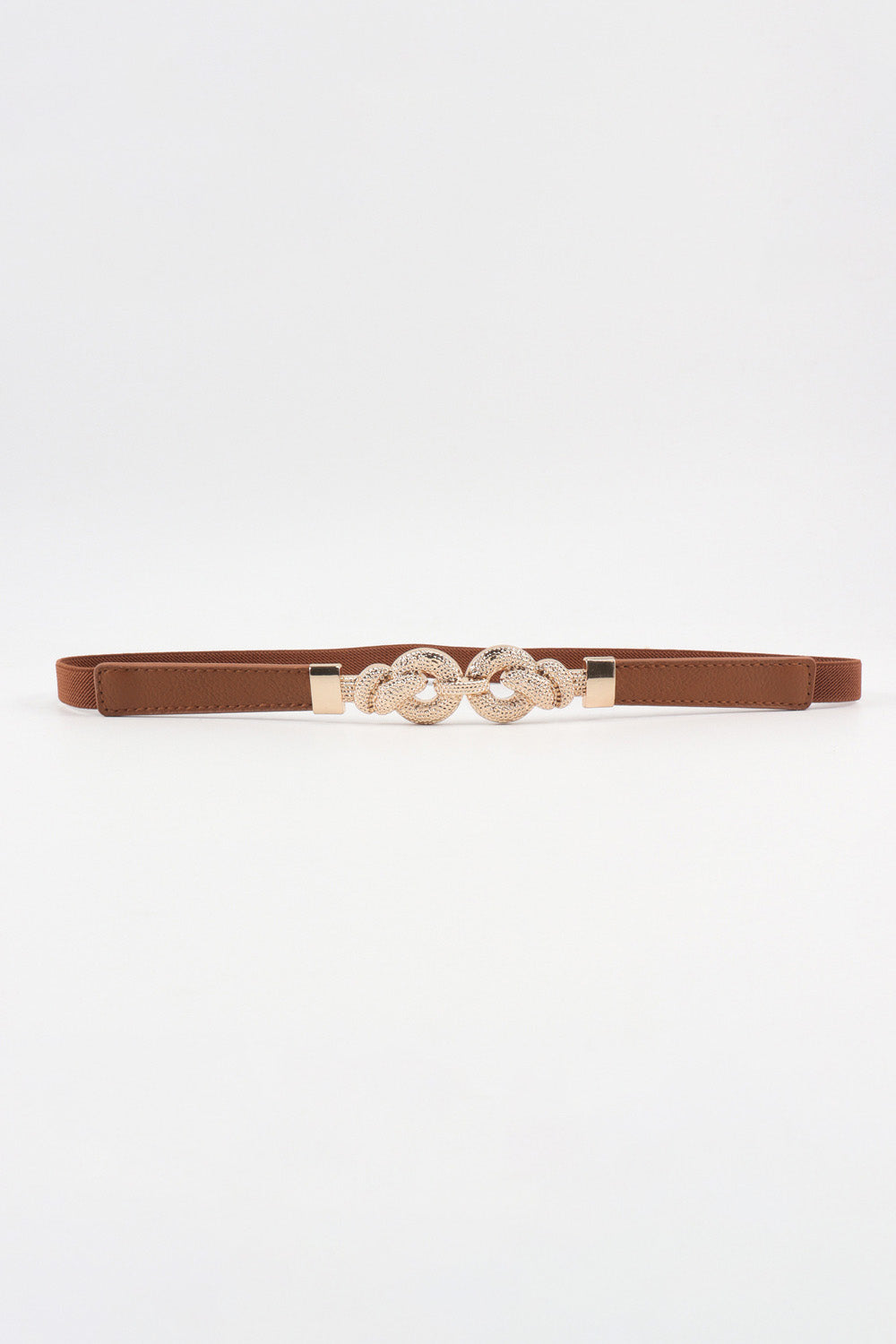 Fashorio Caramel / One Size Zinc Alloy Buckle PU Leather Belt