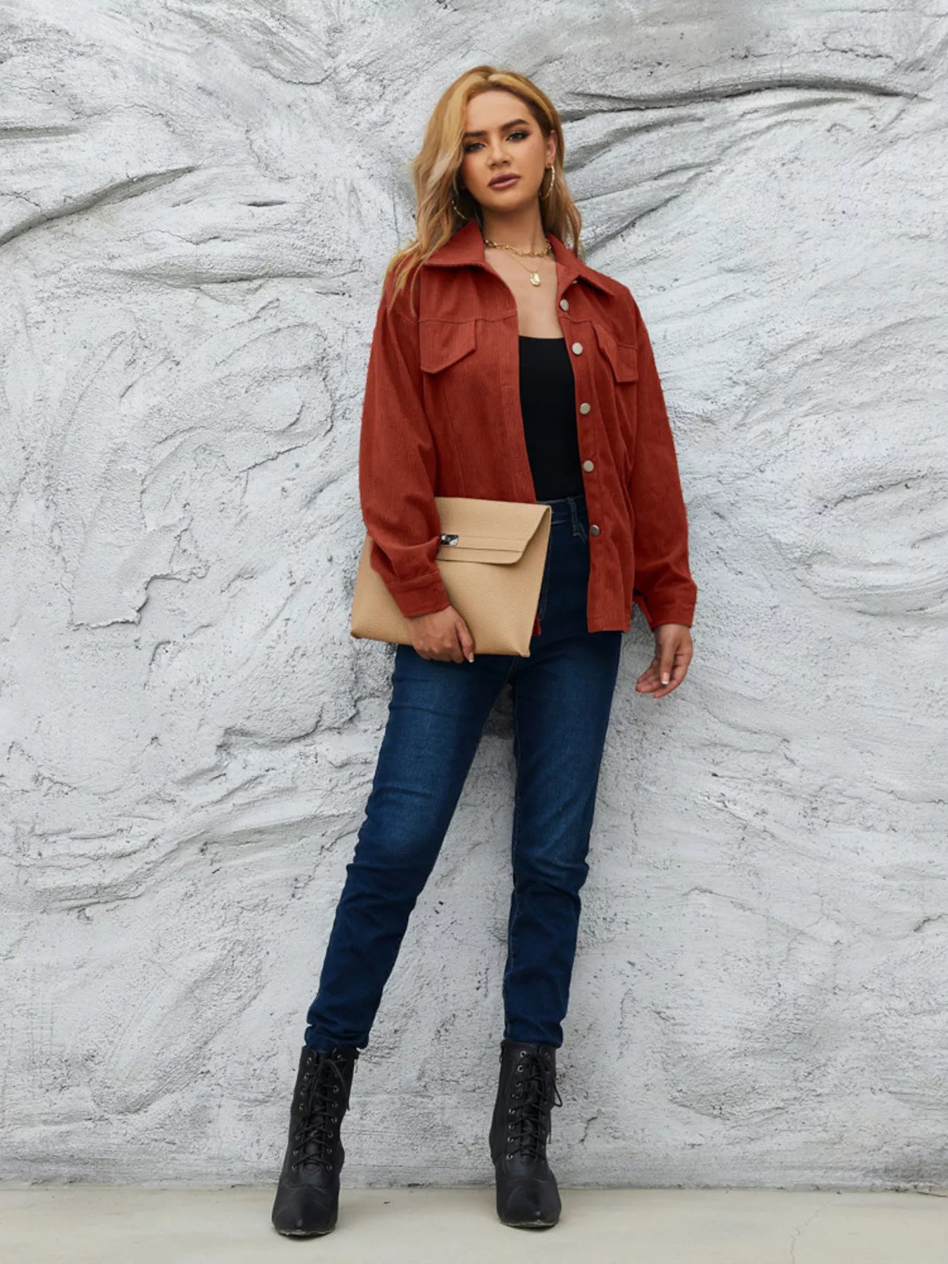 Fashorio Casual Corduroy Button-Down Jacket