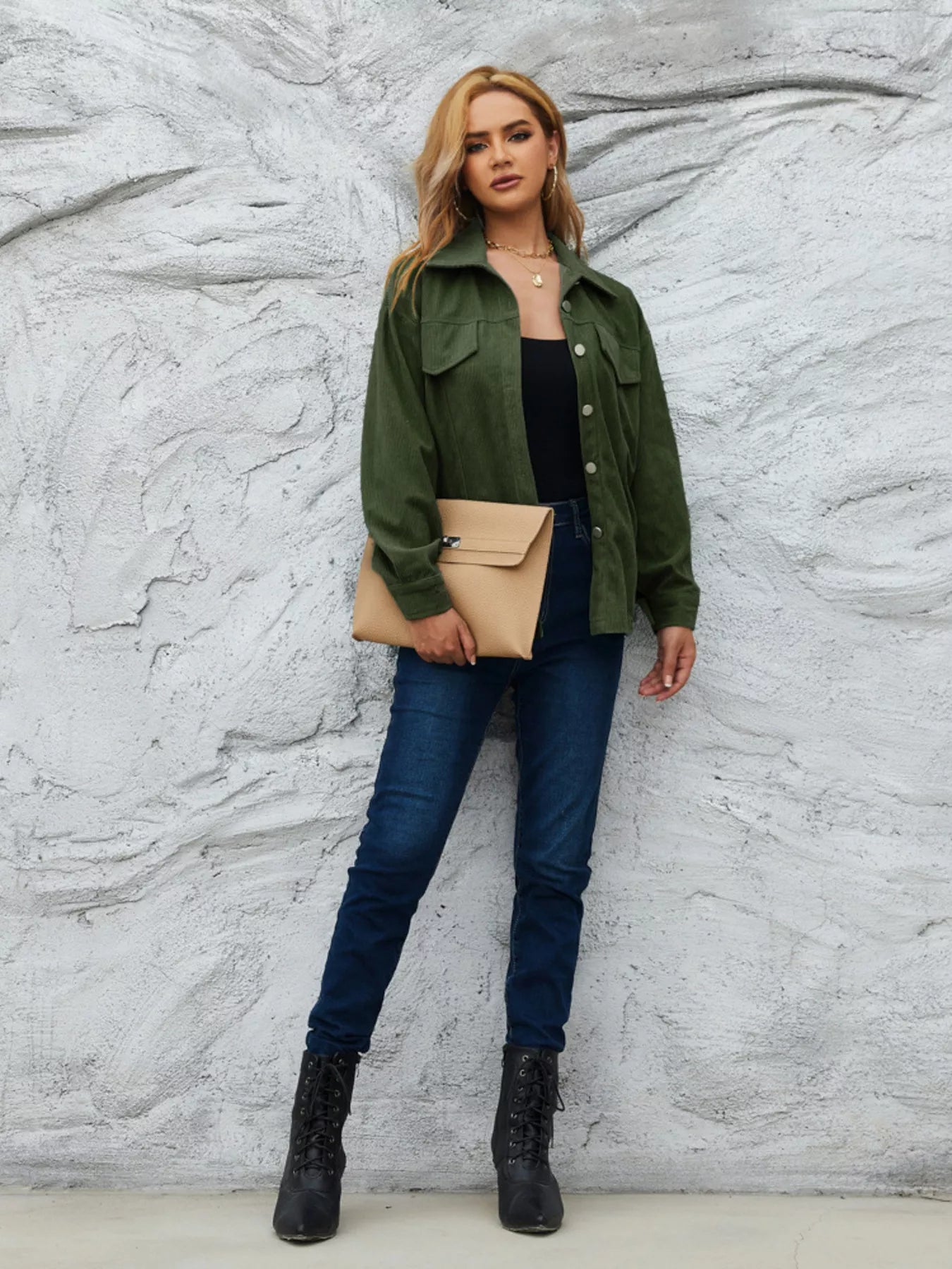 Fashorio Casual Corduroy Button-Down Jacket