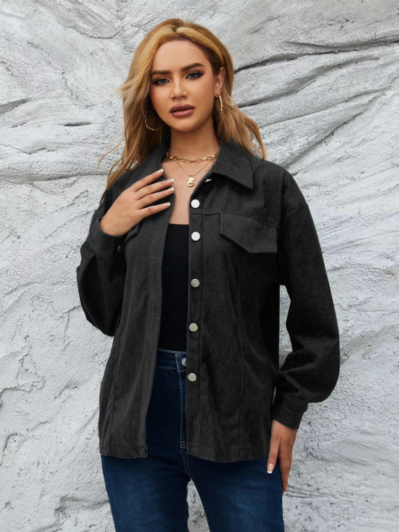 Fashorio Casual Corduroy Button-Down Jacket