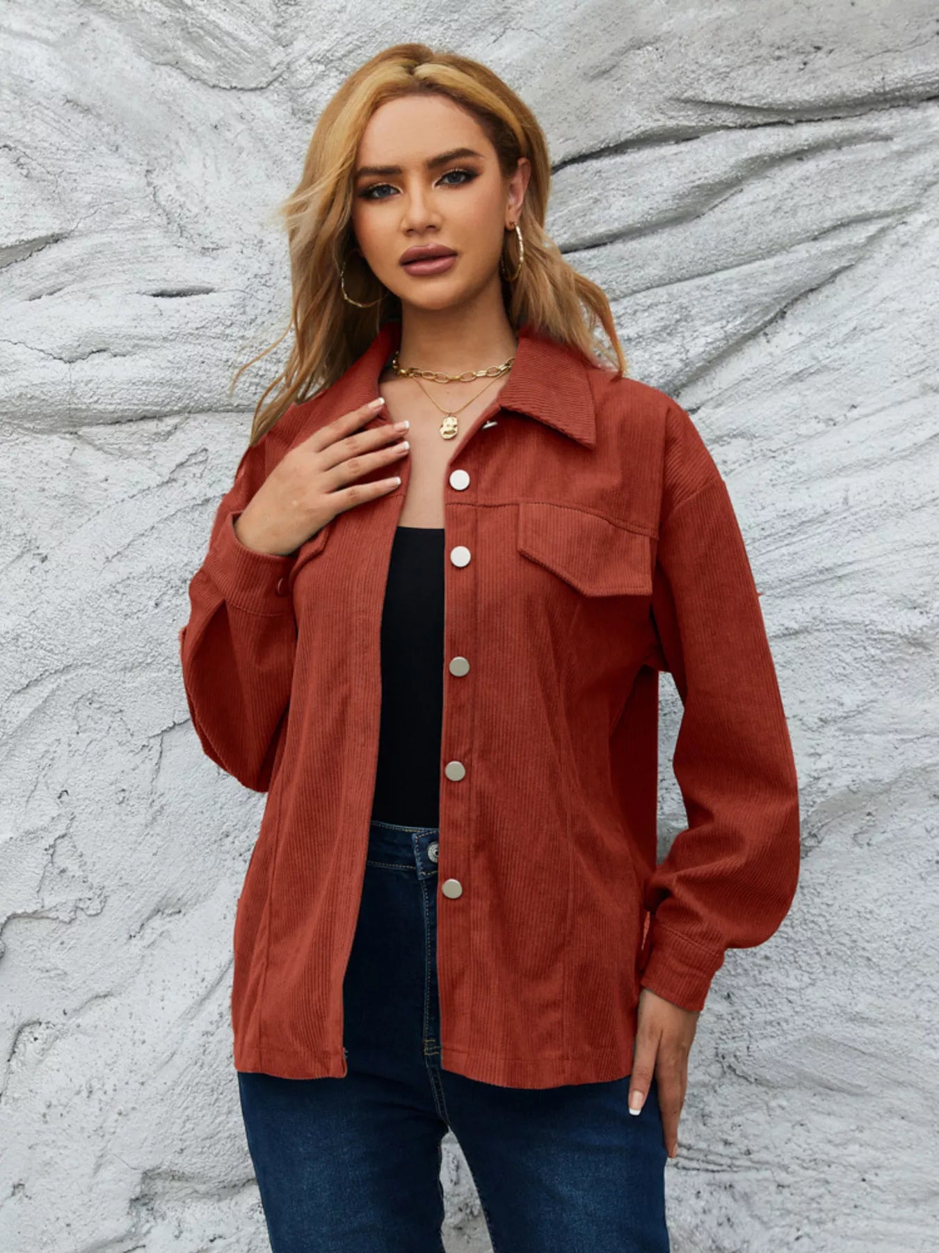 Fashorio Casual Corduroy Button-Down Jacket