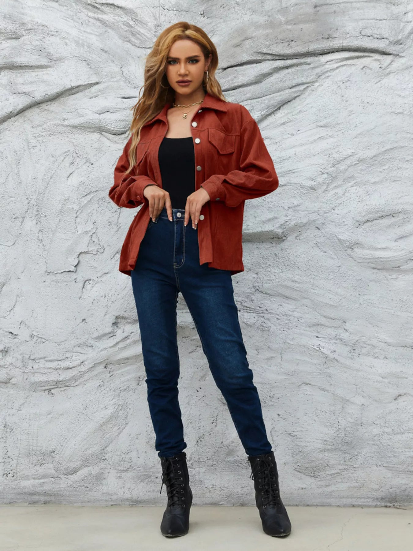 Fashorio Casual Corduroy Button-Down Jacket