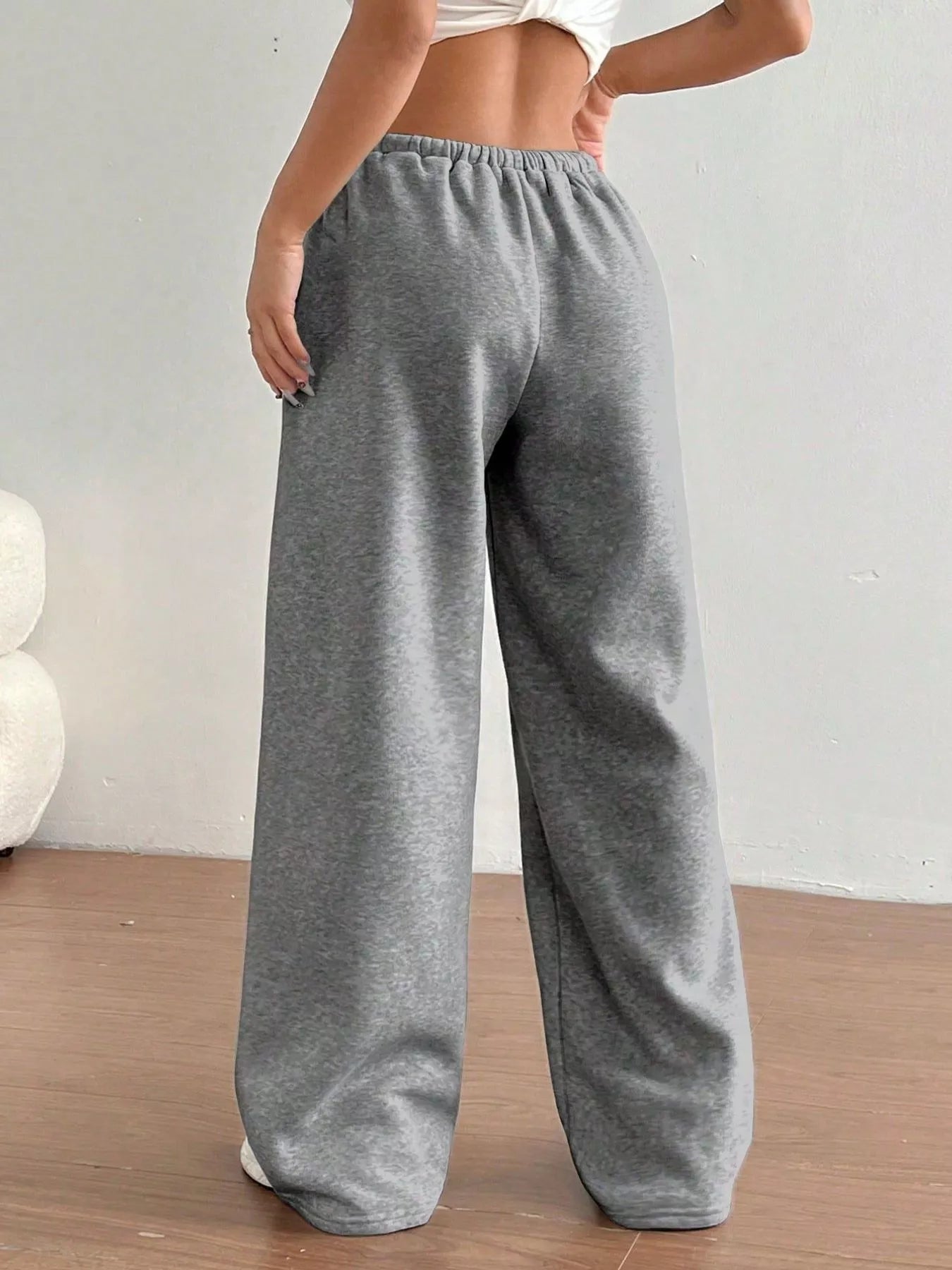 Fashorio Casual Drawstring High Waist Wide Leg Sweatpants