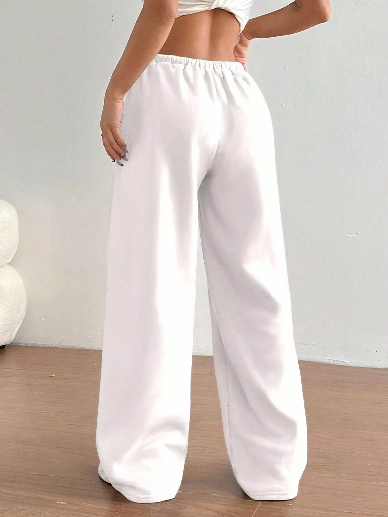 Fashorio Casual Drawstring High Waist Wide Leg Sweatpants