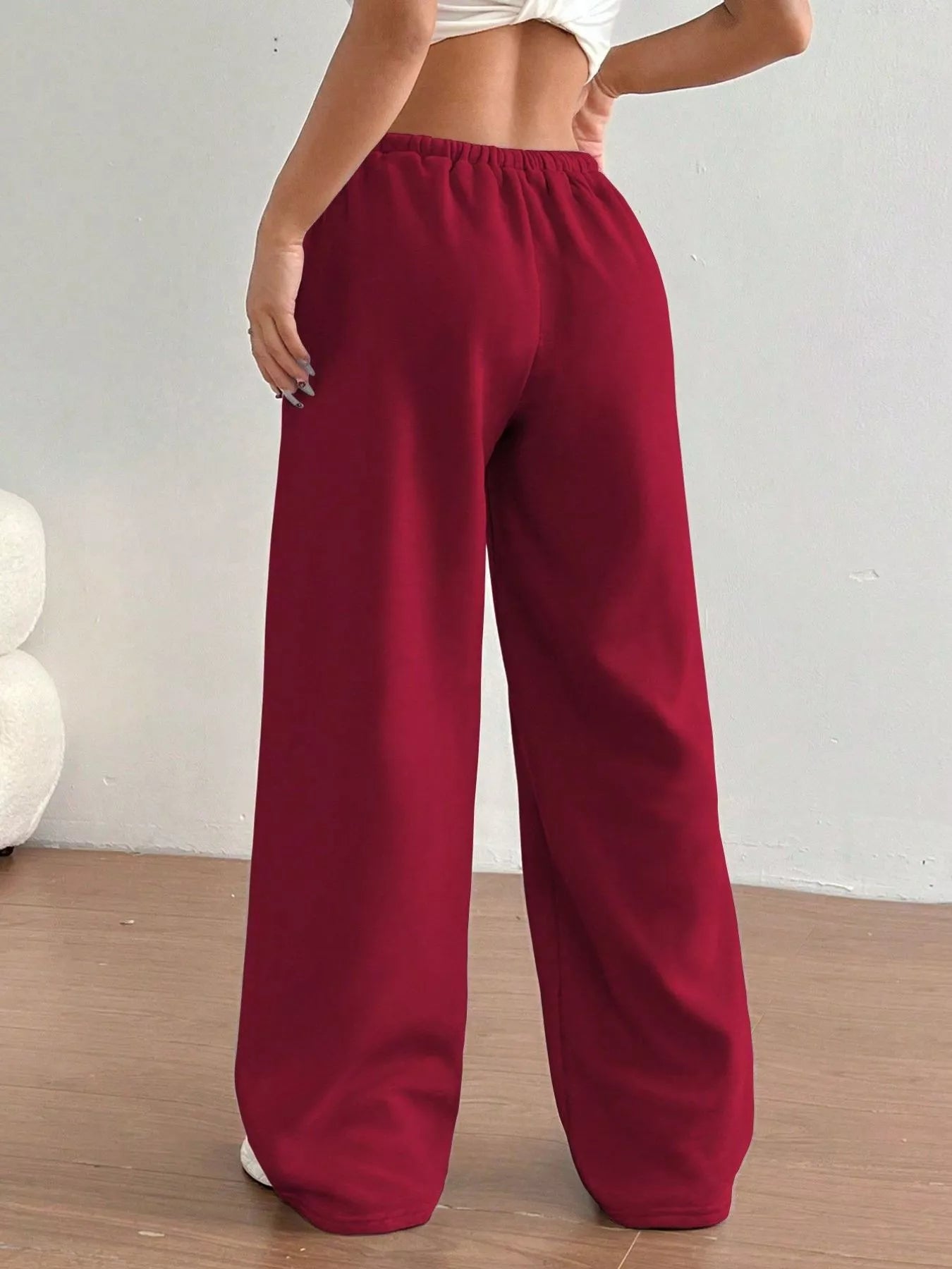 Fashorio Casual Drawstring High Waist Wide Leg Sweatpants