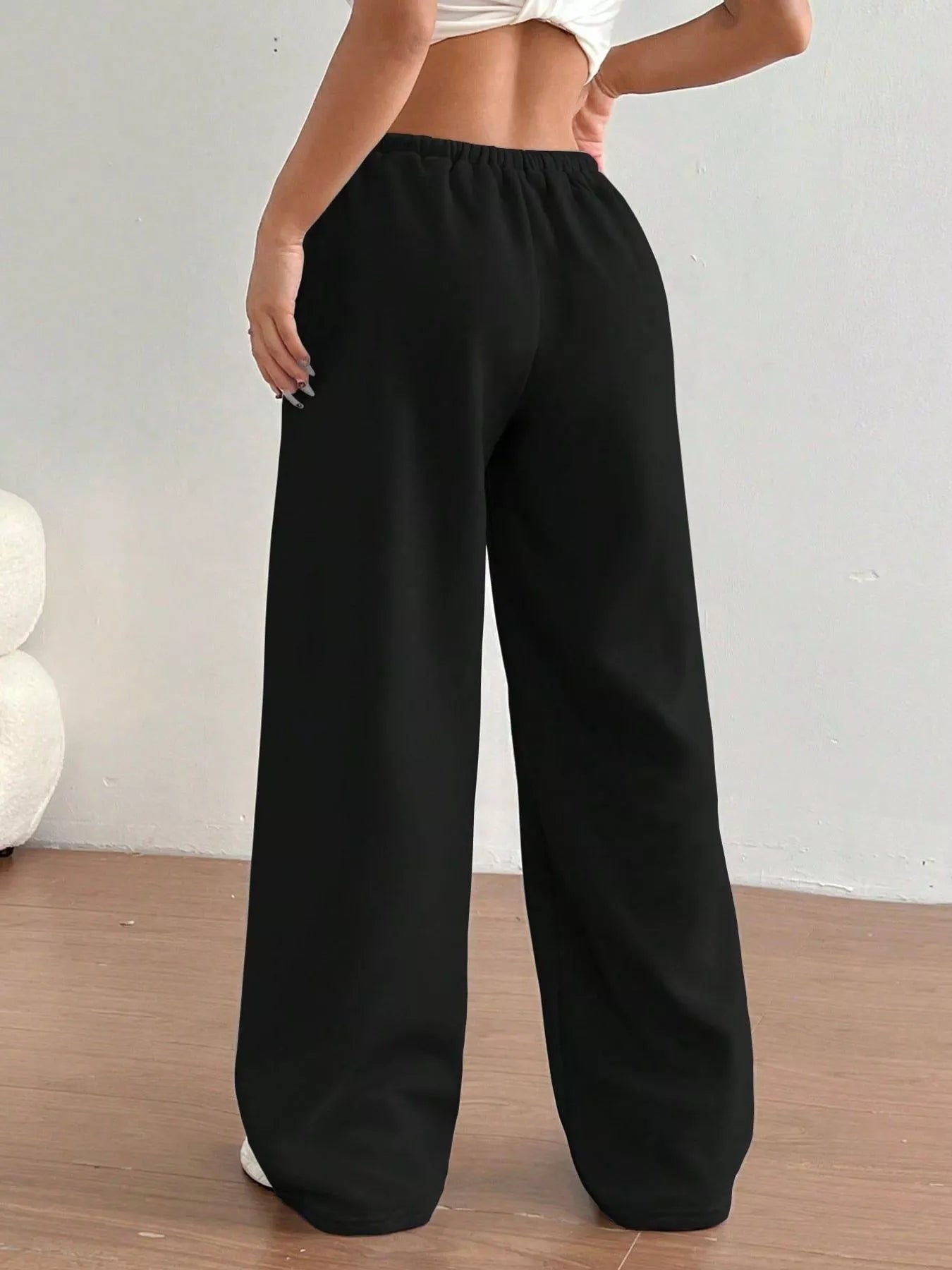 Fashorio Casual Drawstring High Waist Wide Leg Sweatpants