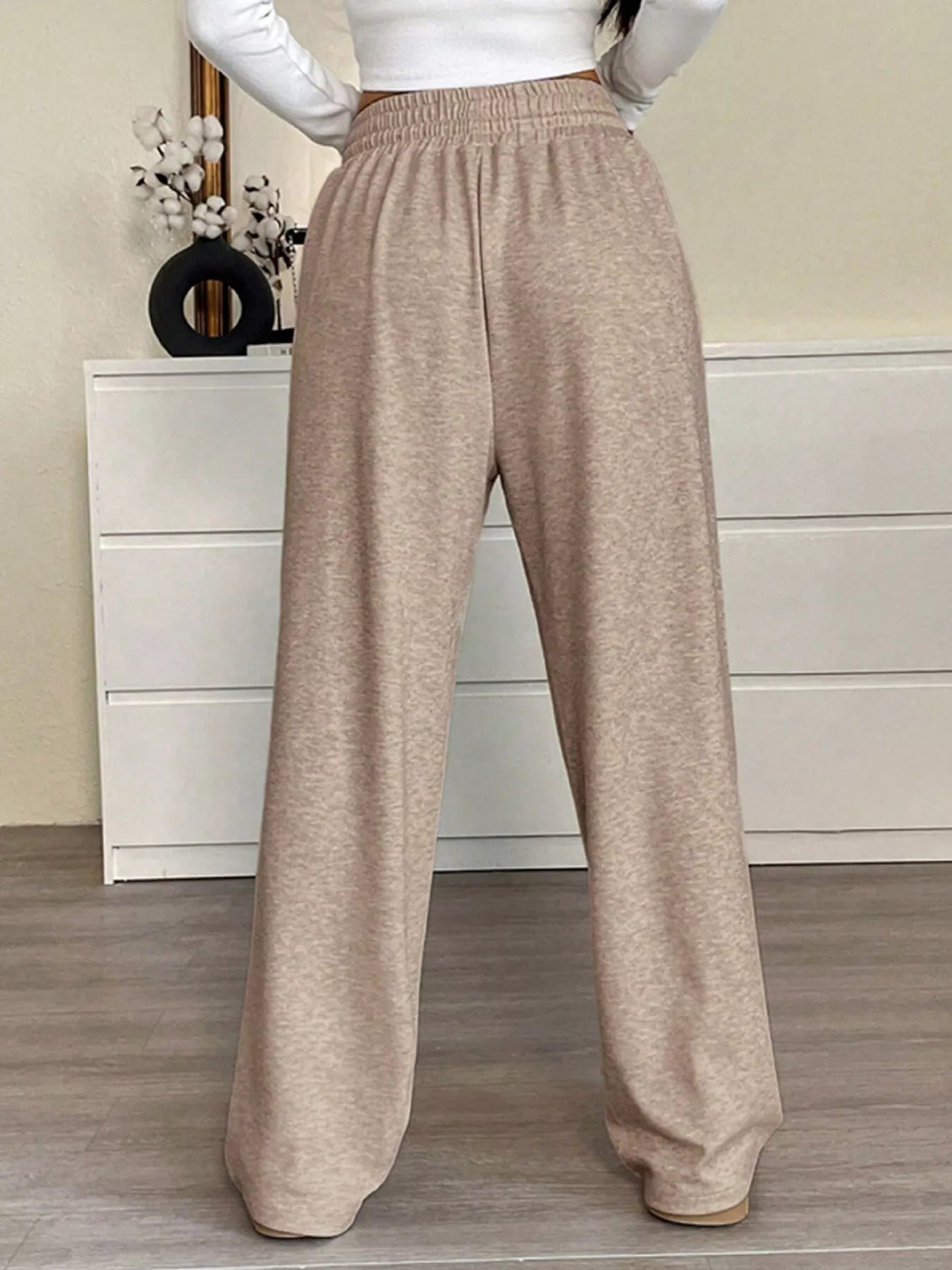Fashorio Casual Drawstring Waist Wide Leg Pants
