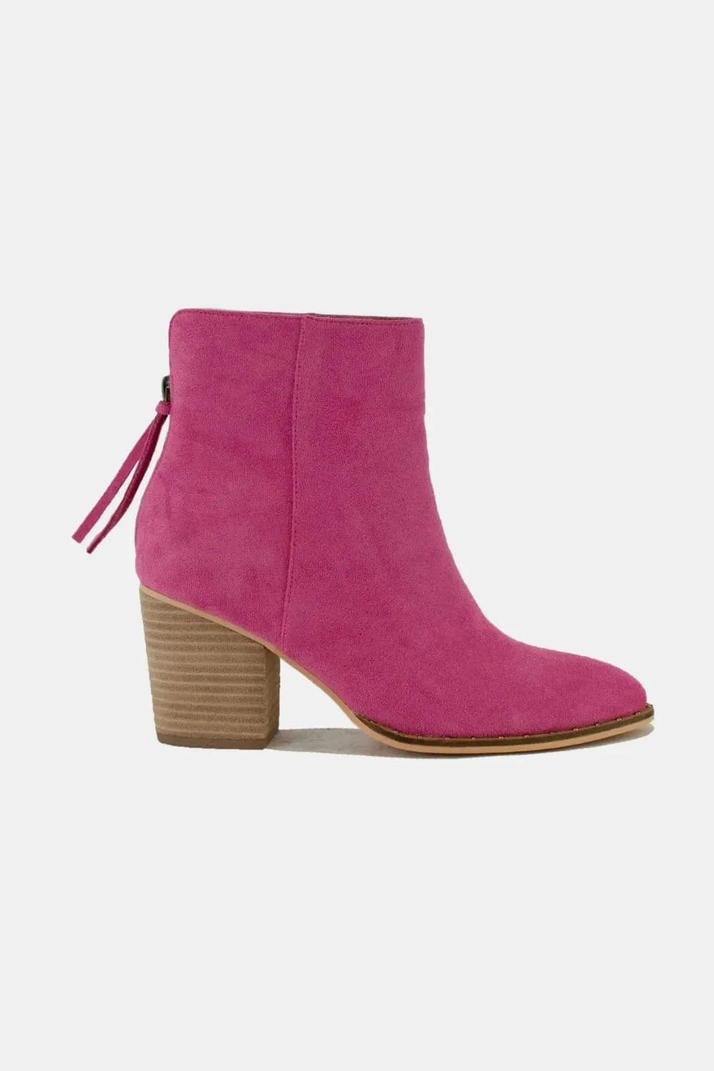 Beast Fashion Suede Point Toe Ankle Booties Cerise - Fashorio