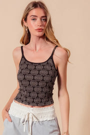 Fashorio CHARCOAL BLACK / S SO ME Two Tone Floral Seamless Tank Top