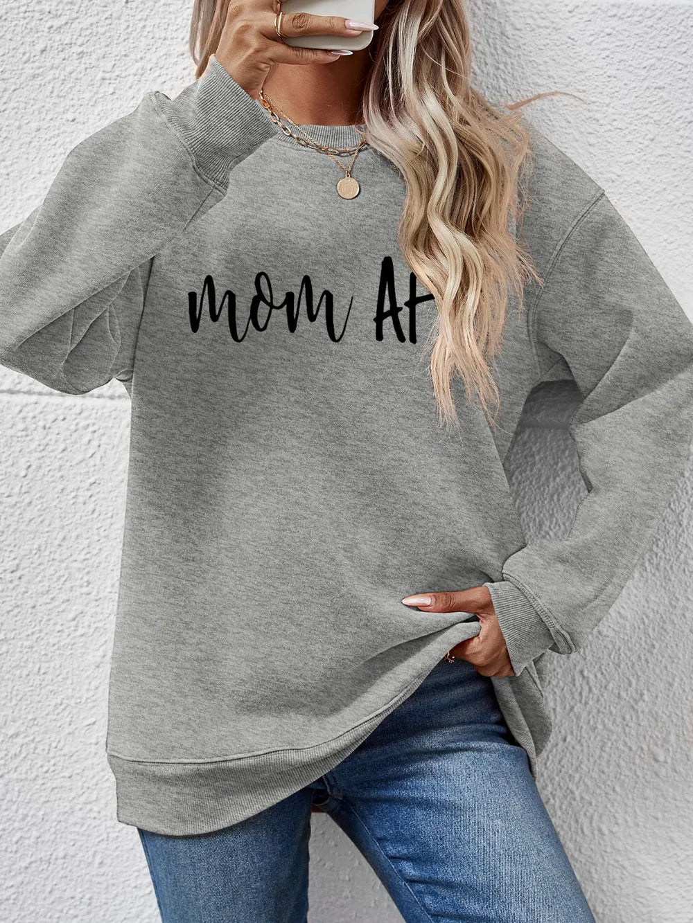 Fashorio Charcoal / S Letter Graphic Dropped Shoulder Sweatshirt