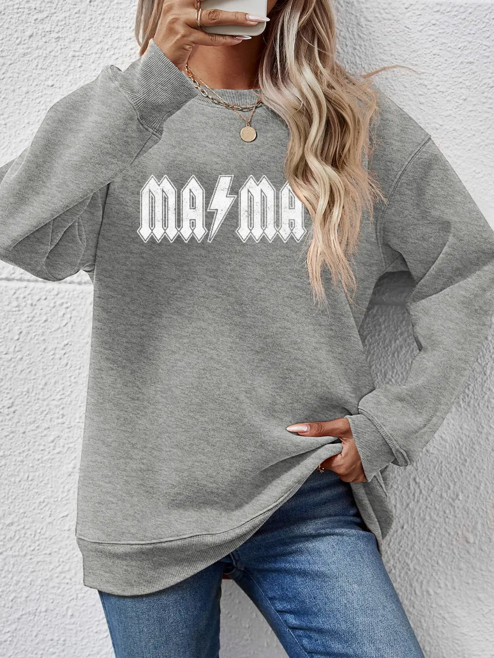 Fashorio Charcoal / S Letter Graphic Dropped Shoulder Sweatshirt