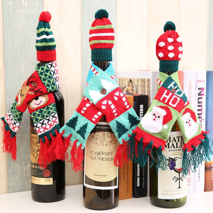 Christmas Hat and Scarf Wine Bottle Decoration - Fashorio