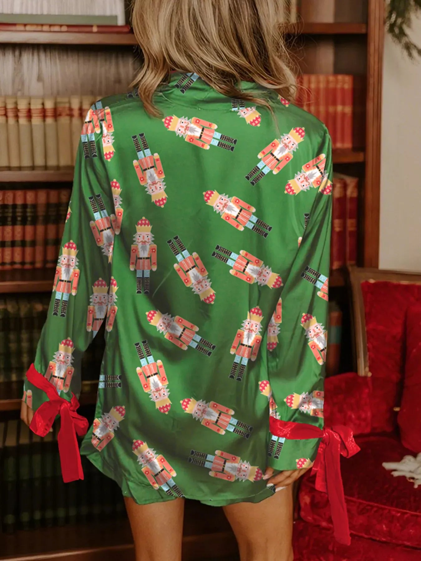 Fashorio Christmas Nutcracker Button Up Top and Shorts Lounge Set