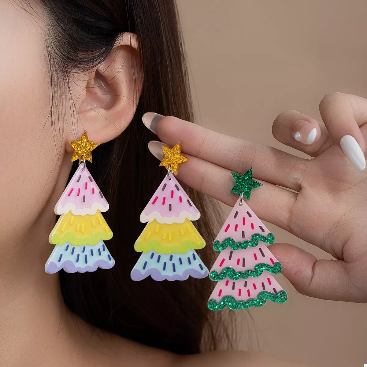 Fashorio Christmas Tree Dangle Earrings