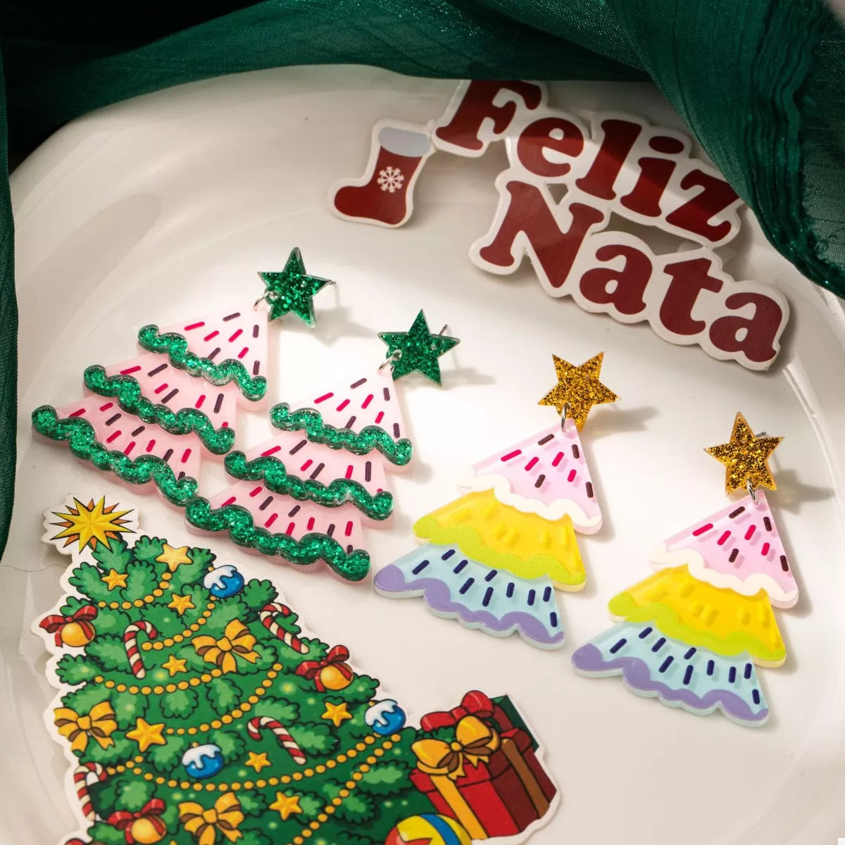 Fashorio Christmas Tree Dangle Earrings