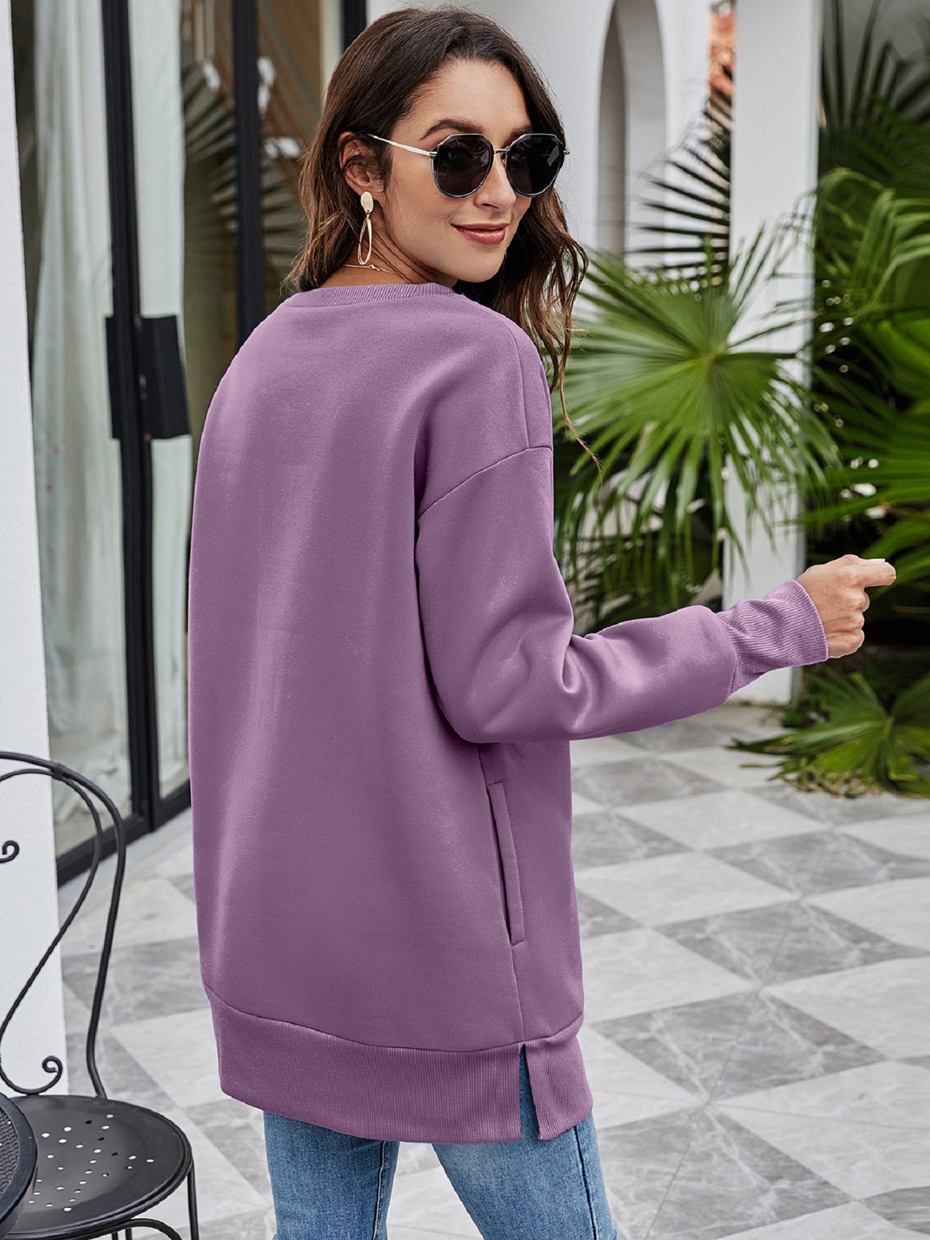 Fashorio Christmas Tree Graphic Drop Shoulder Sweatshirt