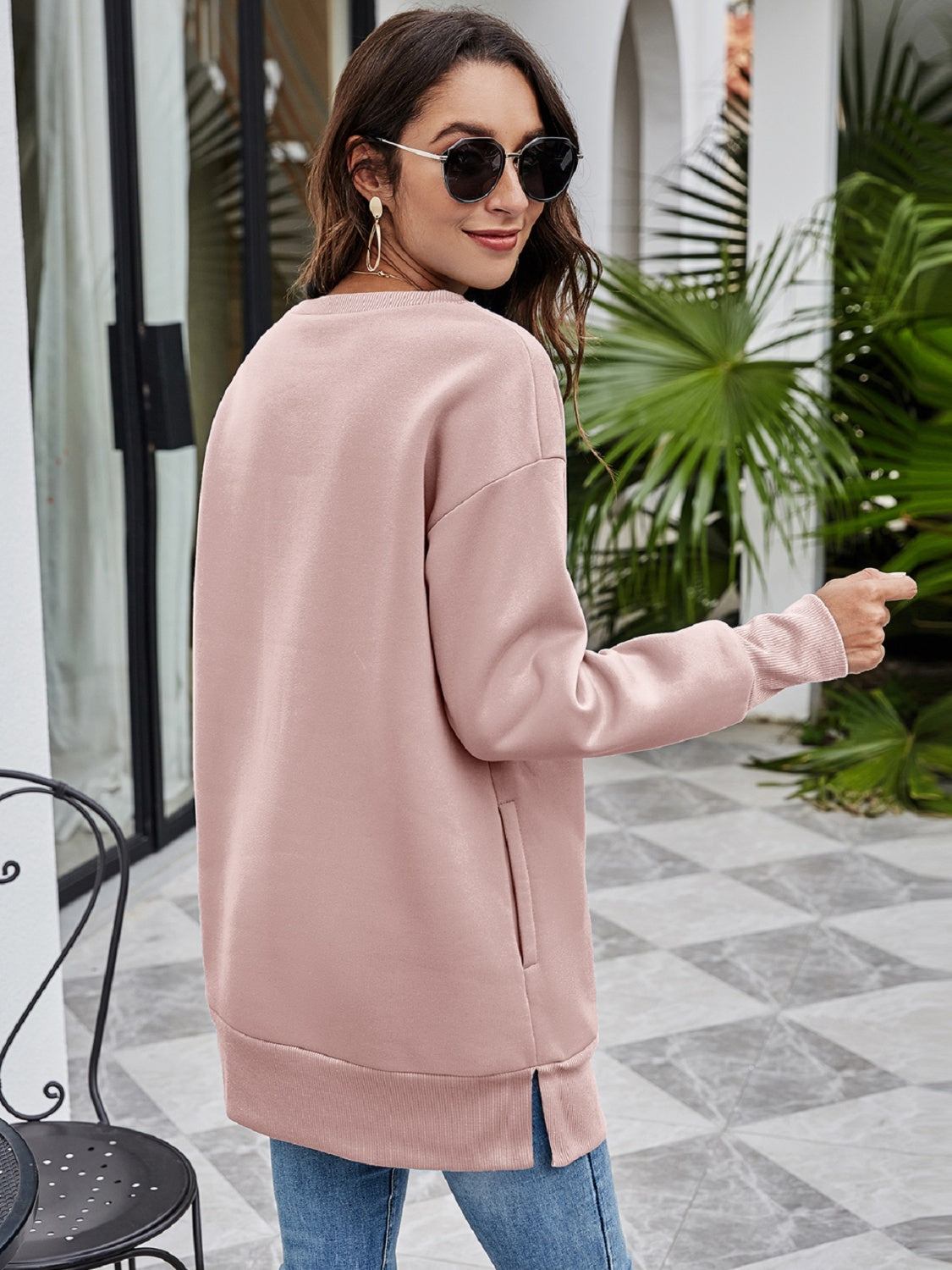 Fashorio Christmas Tree Graphic Drop Shoulder Sweatshirt