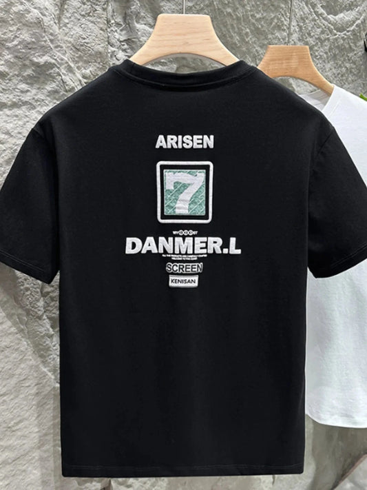 Men's Plus Size Round Neck Short Sleeve T-Shirt Black - Fashorio