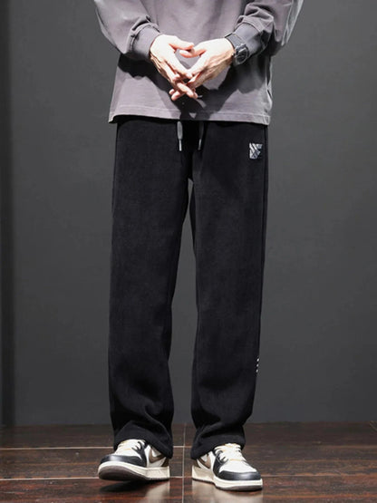 Men's Plus Size Wide Leg Pants Black - Fashorio