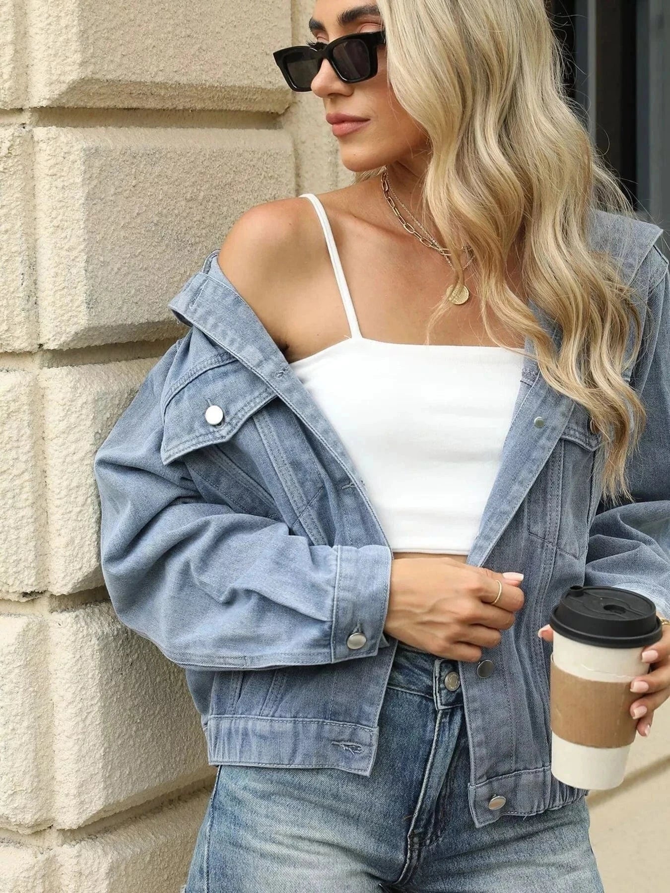 Fashorio Clothing & Accessories Blue / S Washed Hooded Denim Jacket with Pockets – Casual Streetwear