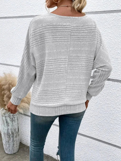 Full Size Round Neck Long Sleeve Top - Fashorio