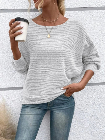 Full Size Round Neck Long Sleeve Top - Fashorio