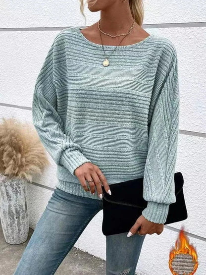 Full Size Round Neck Long Sleeve Top - Fashorio