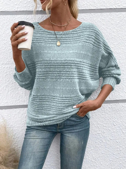 Full Size Round Neck Long Sleeve Top - Fashorio
