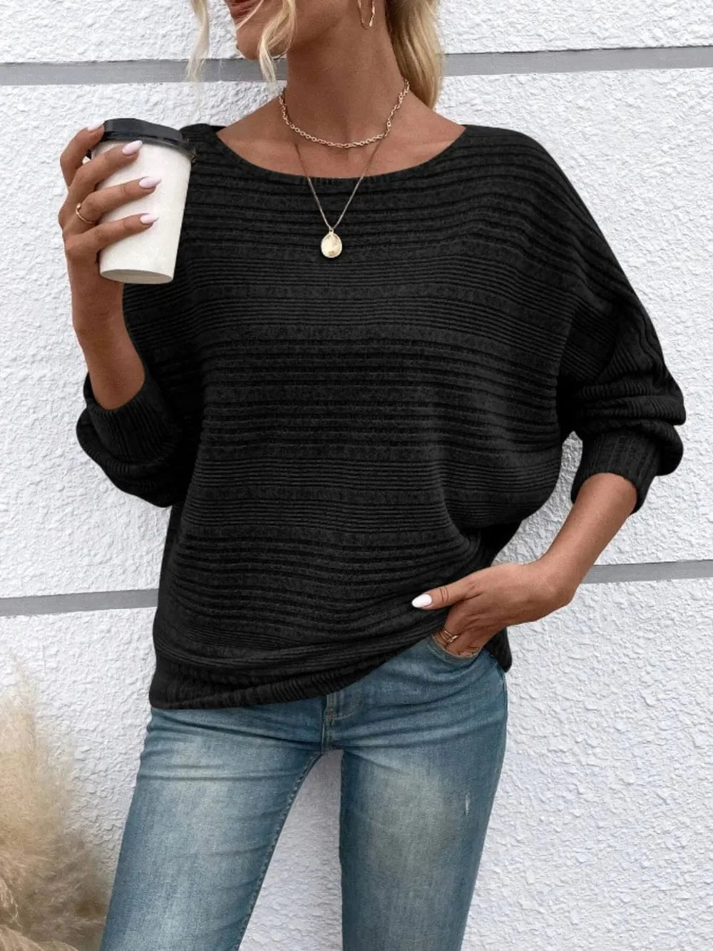 Fashorio Clothing & Accessories Full Size Round Neck Long Sleeve Top