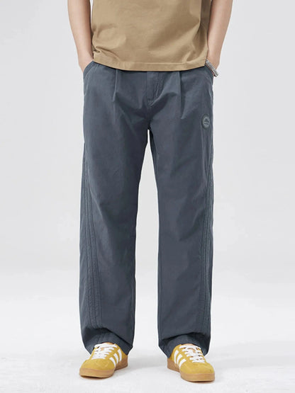 Men's Full Size Wide Leg Casual Pants Plus Size Gray Blue - Fashorio