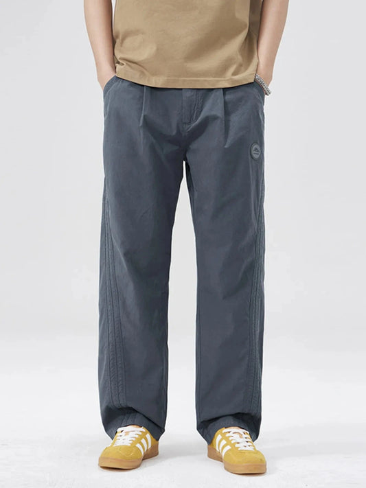 Men's Full Size Wide Leg Casual Pants Plus Size Gray Blue - Fashorio