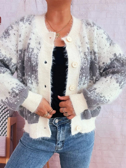 Ribbed Hem Button Up Cardigan Gray One Size - Fashorio