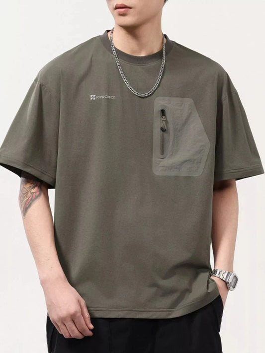 Men's Plus Size Round Neck Short Sleeve T-Shirt Green - Fashorio