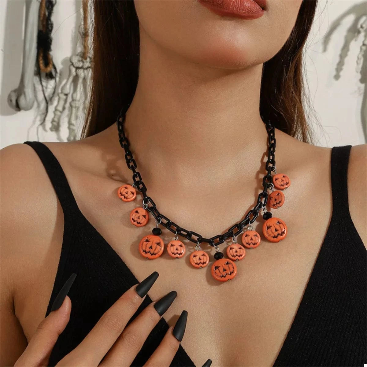 Fashorio Clothing & Accessories Halloween Skull Ghost Charm Necklace