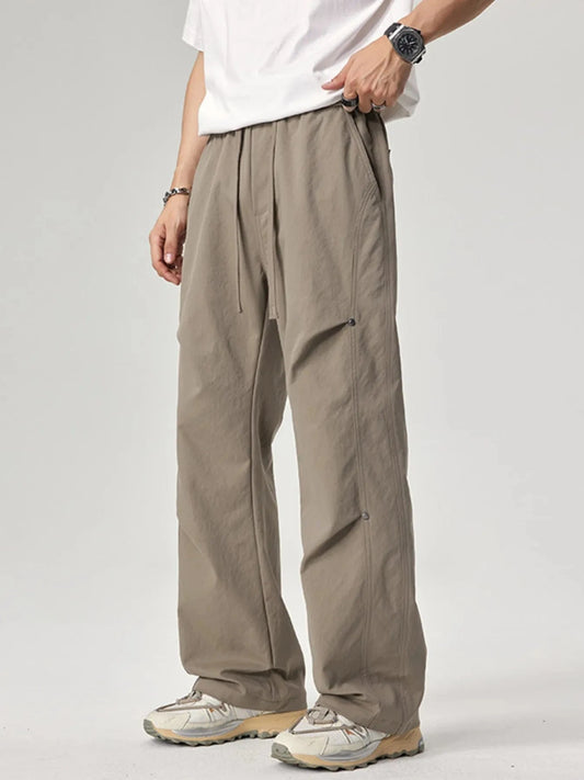 Men's Plus Size Wide Leg Pants Khaki - Fashorio