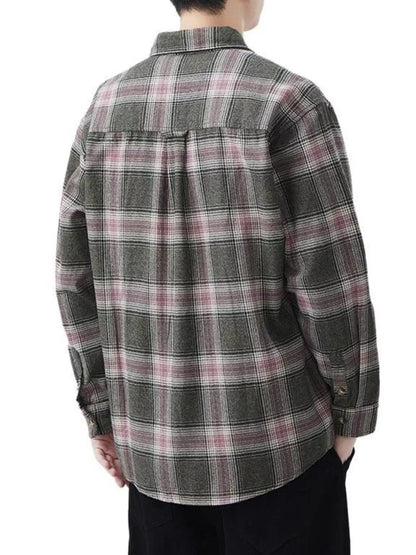 Men's Plus Size Plaid Button Up Long Sleeve Shirt - Fashorio