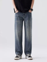 Men’s Relaxed Fit Vintage Wash Jeans – Classic Casual Denim - Fashorio