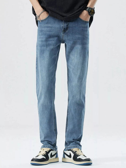 Men’s Slim Fit Stretch Jeans – Washed Denim Modern Style - Fashorio