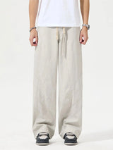 Men's Full Size Wide Leg Drawstring Pants Plus Size Off-white - Fashorio