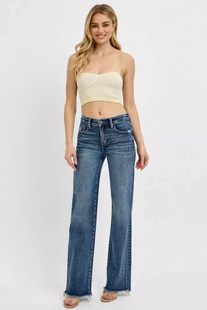 Plus Size Tummy Control High Rise Straight Jeans – Long Fit Denim - Fashorio
