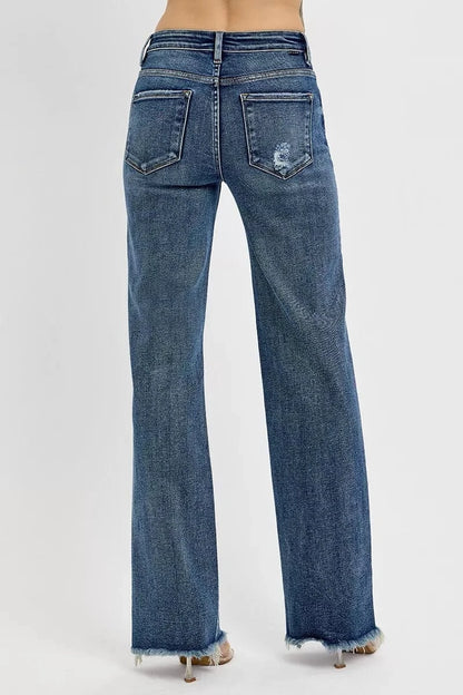 Plus Size Tummy Control High Rise Straight Jeans – Long Fit Denim - Fashorio